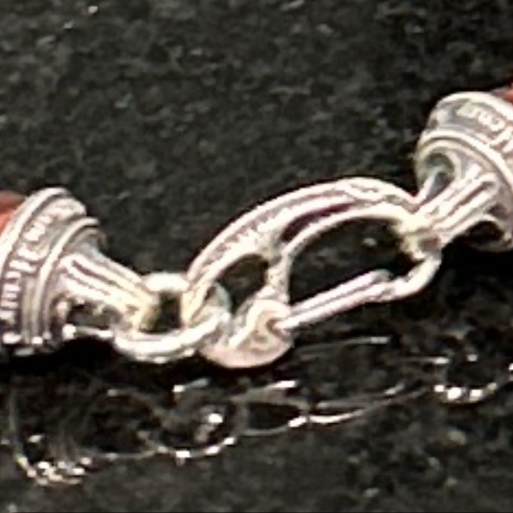 WILLIAM HENRY SCULPTED STERLING SILVER BRACELET RED TIGER EYE BEADS - Picture 5 of 15